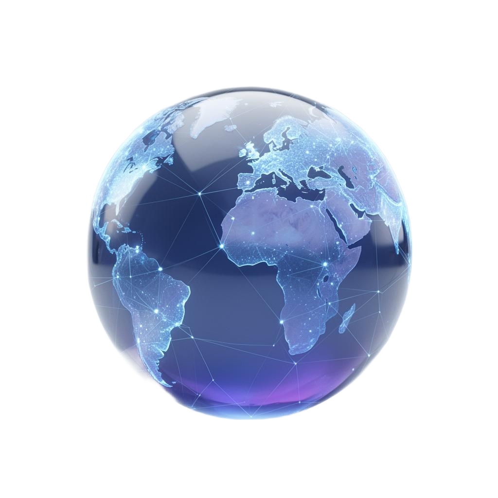 Glob som symboliserar globalt varumärkes- och domänskydd